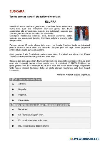 Ebaluazio diagnostikoa - simulazioa