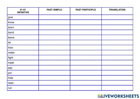 Irregular Verbs 41-51