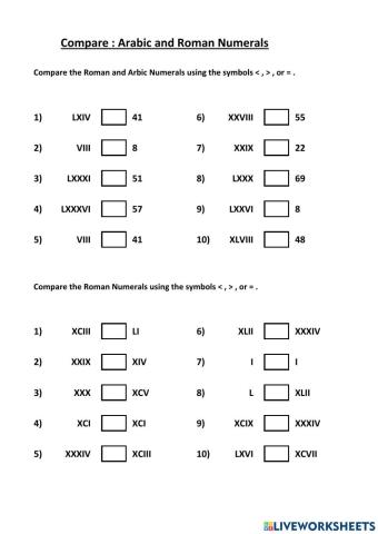 Compare Roman Numerals
