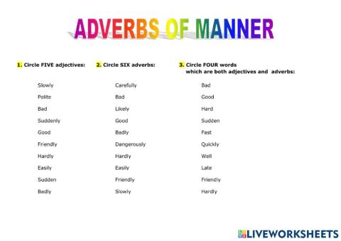 Adverbs of manner 3
