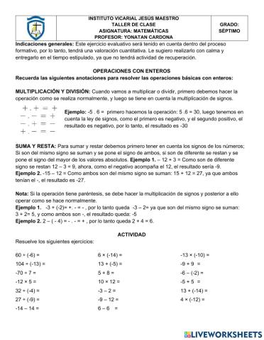 Operaciones con Enteros