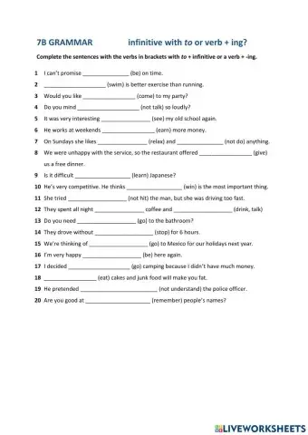 7B Gerund or infinitive