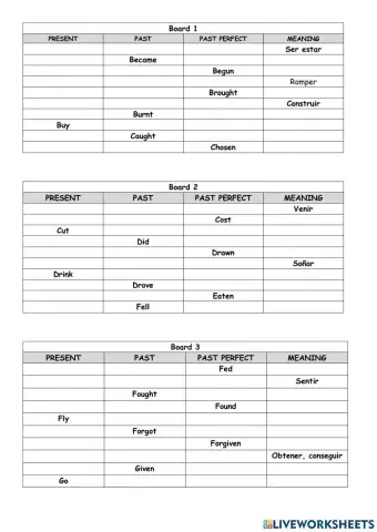 Irregular verbs TABLAS10