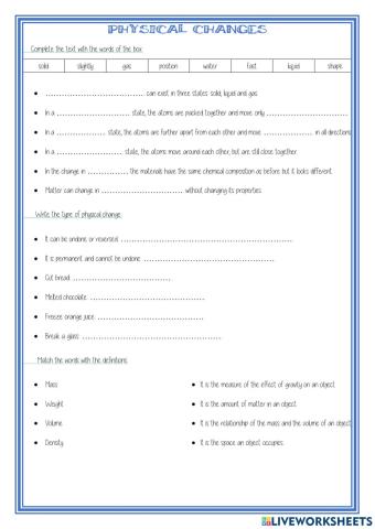 Physical changes