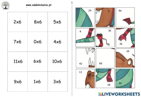Puzzle tabuada do 6