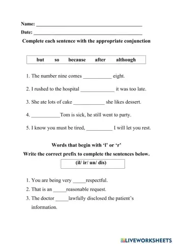 Conjunctions and Prefixes