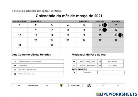 Calendário:março-2021
