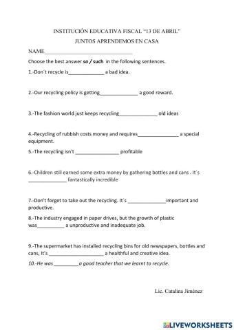 Exercise with so and such