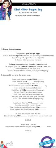 Song Activity - What Other People Say