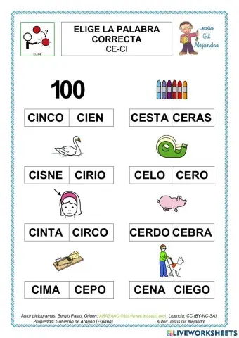 Elige la palabra correcta CON ce ci MAYÚSCULAS