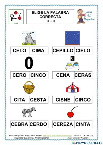 Elige la palabra correcta CON ce ci MAYÚSCULAS