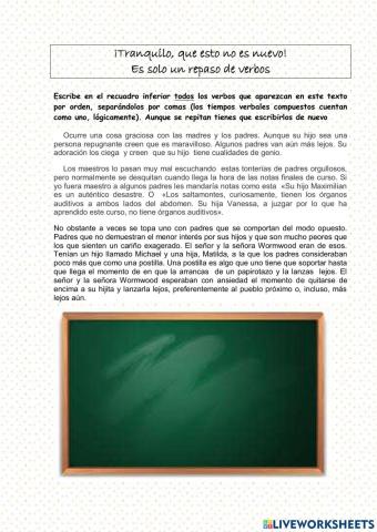 Esto no es nuevo, es práctica sobre verbos 