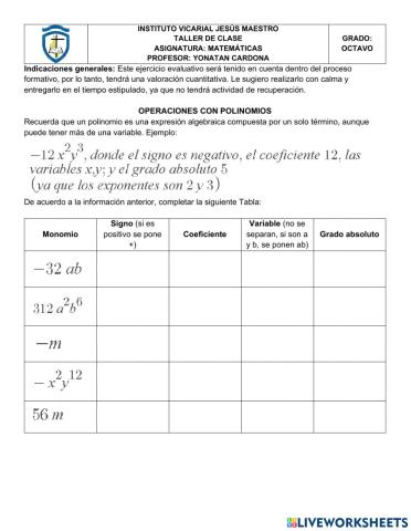 Simplificación de polinomios