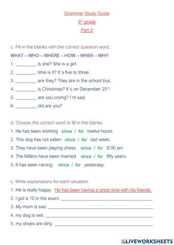 Grammar study guide 5th. part 2