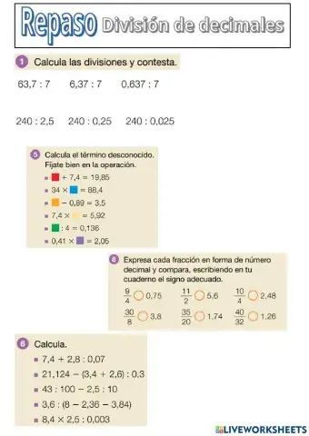 División de decimales