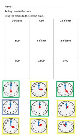 Telling time to the Hour