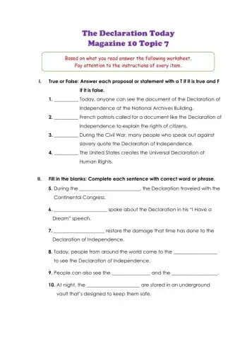 The Declaration Today