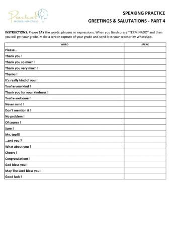 Speaking practice - greetings & salutations - part 4