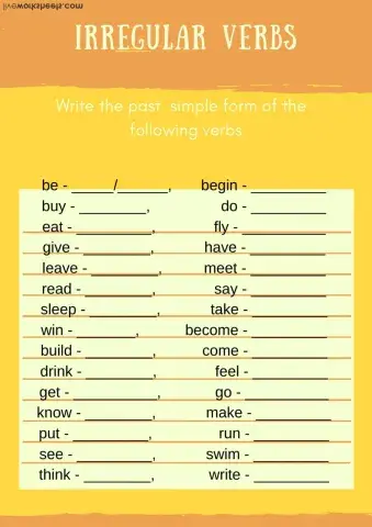 Irregular past verbs
