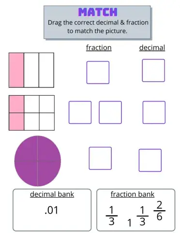 Matching Fractions & Decimals