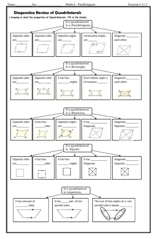 Reinforcement worksheet of paralllogram