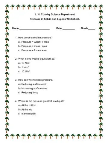 Pressure in Solids and Liquids