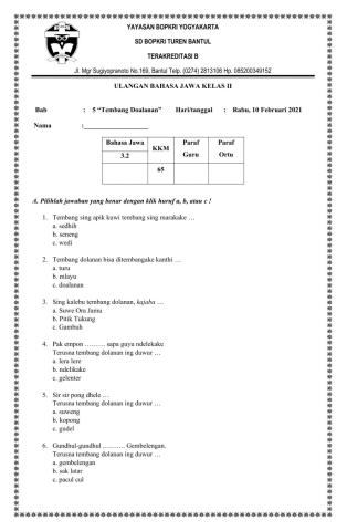 Penilaian Harian Bahasa Jawa
