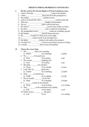 Present simple or present continuous (elementary)