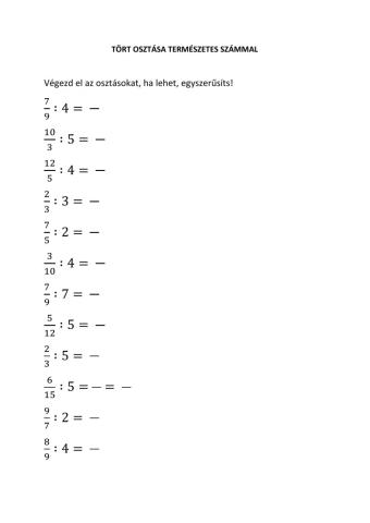 Tört osztása természetes számmal