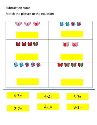 Match subtraction equations