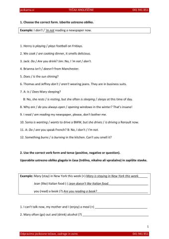 Present simple and present continuous