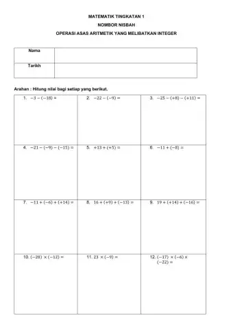 Operasi asas aritmetik integer