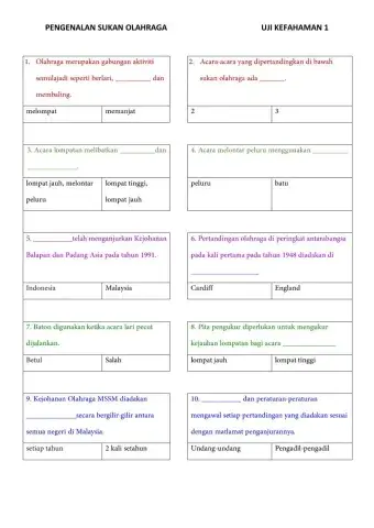 Pengenalan sukan olahraga