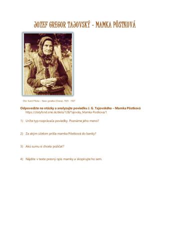 J.G. Tajovský - Mamka Pôstková