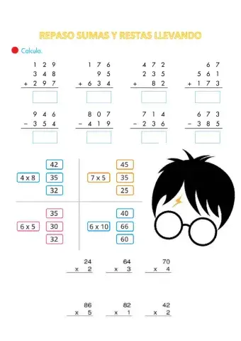 Repaso cálculo  sumas, restas y multiplicaciones