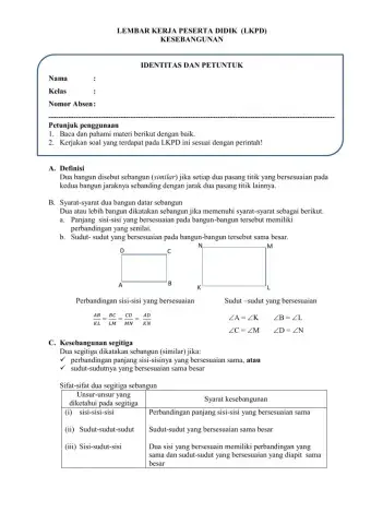 LKPD Kesebangunan Bangun Datar