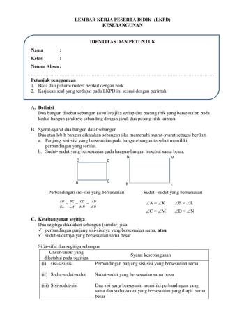 LKPD Kesebangunan Bangun Datar