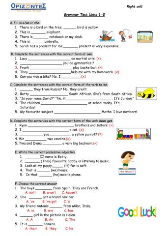 Right on 1. A class. Grammar (1-5)