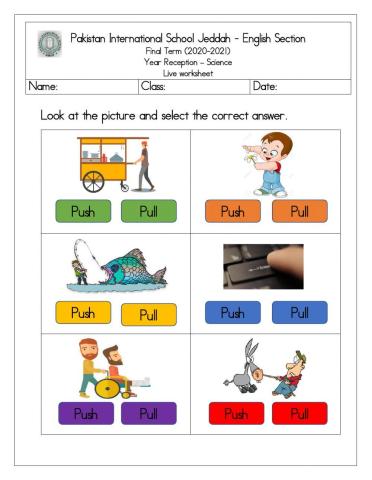 Push and pull live worksheet
