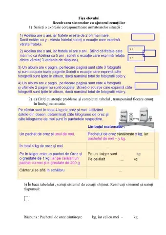 Rezolvarea problemelor cu ajutorul sistemelor de ecuații
