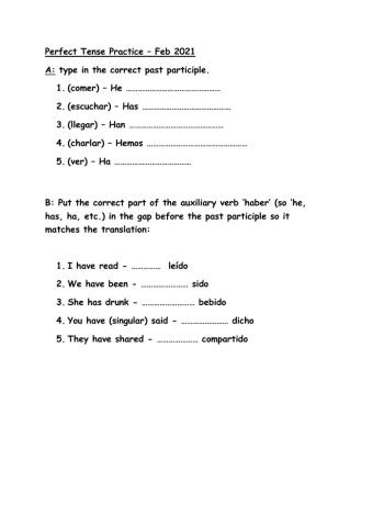 Perfect Tense Basic Drill