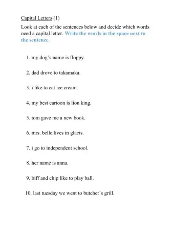 The use of capital letters