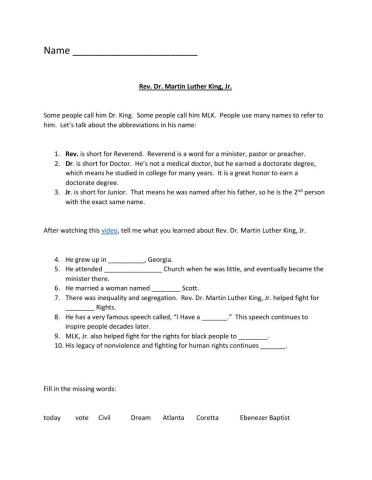 Rev. Dr. Martin Luther King, Jr.