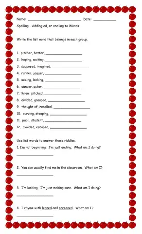 Adding ed, er and ing to Words