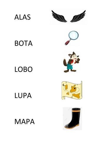 Unir palabras con dibujos