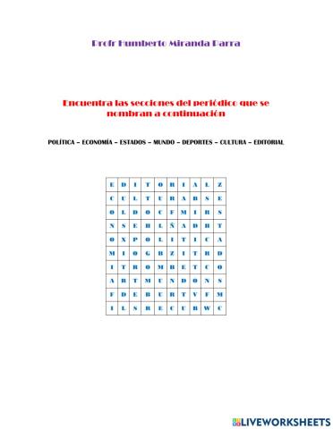 Secciones del périódico