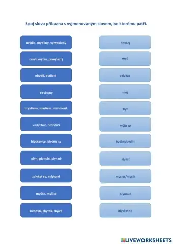 Vyjmenovaná slova B, L, M - slova příbuzná