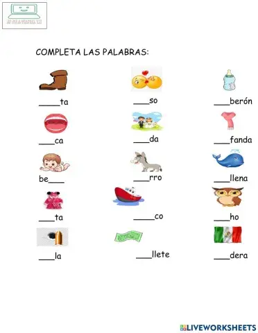 Coloca la sílaba correcta