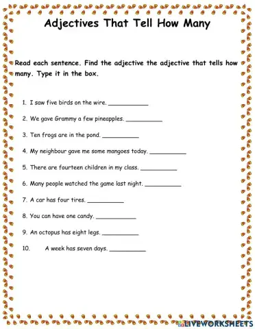 Adjectives that tell how many