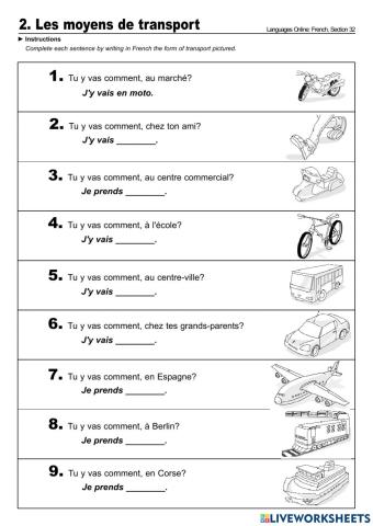 Les moyens de transport